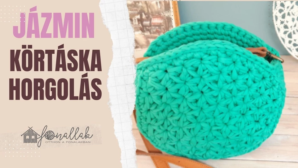 Jázminmintás körtáska horgolás pólófonalból