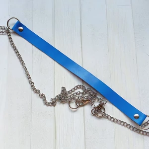 Bőr táskapánt cross body láncos 120 cm - égkék