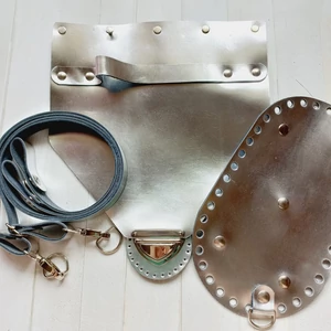 bőr hátizsák szett 3 részes - ezüst