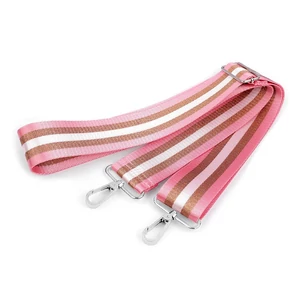 Textil crossbody táskafül karabinerrel  5 cm - Rózsaszín réz csillogó