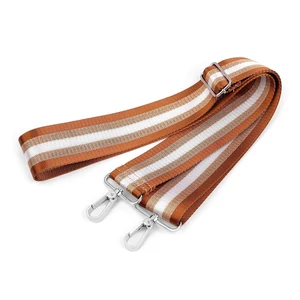 Textil crossbody táskafül karabinerrel  5 cm - konyak réz csillogó