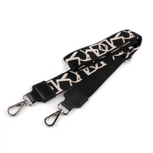 Textil állítható táskafül karabiner 3,8 cm széles – Fekete absztrakt nikkel szerelékkel Textil állítható táskafül karabiner 3,8 cm széles – Fekete absztrakt nikkel szerelékkel
