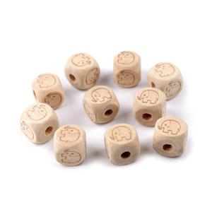 Fa gyöngyök kocka 14x14 mm - elefánt