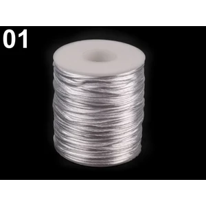 Szatén zsinór, patkányfarka 1 mm - fehér