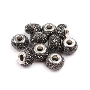 Pandora gyöngy nagy lyukú 9x14 mm - Szürke hematit