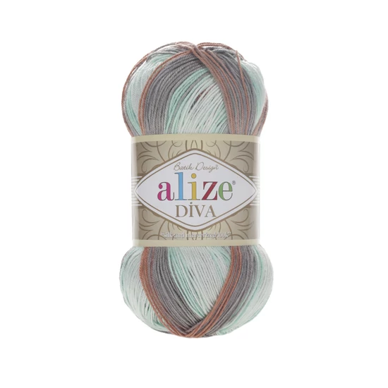 Alize Diva Batik - korall, menta, szürke
