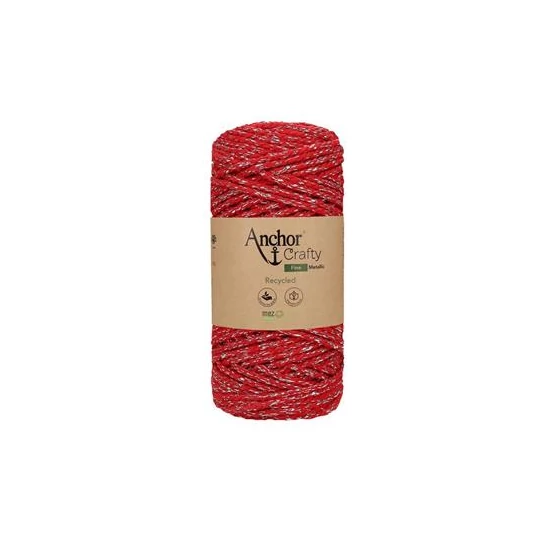 Anchor Crafty Fine 3 ply ezüstszálas makraméfonal - piros