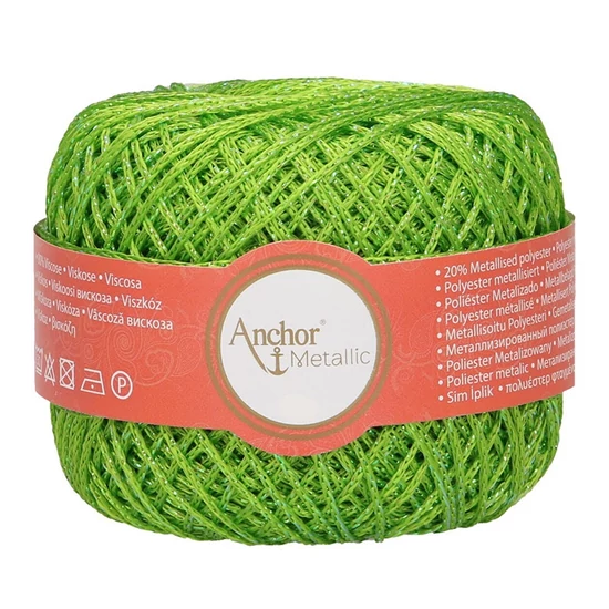 Anchor Metallic horgolócérna - Neon zöld
