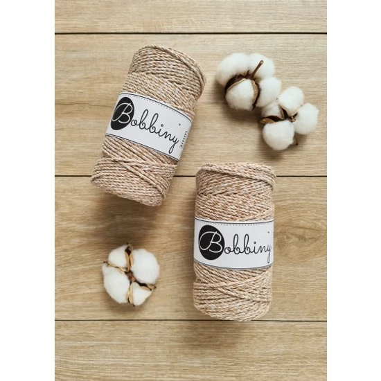 Bobbiny 3 Ply Makramé fonal 3 mm - CARAMEL SHAKE