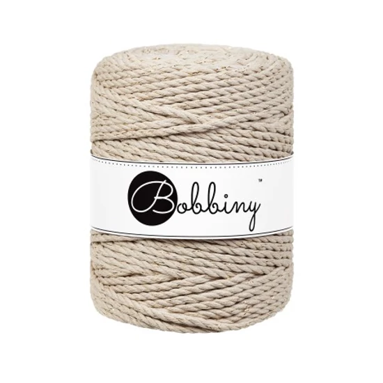 Bobbiny 3 Ply Makramé fonal 5 mm - GOLDEN BEIGE