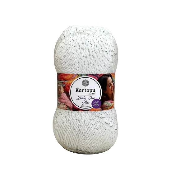 Kartopu Baby One Lux - 010-GÜ - FEHÉR EZÜSTSZÁLLAL