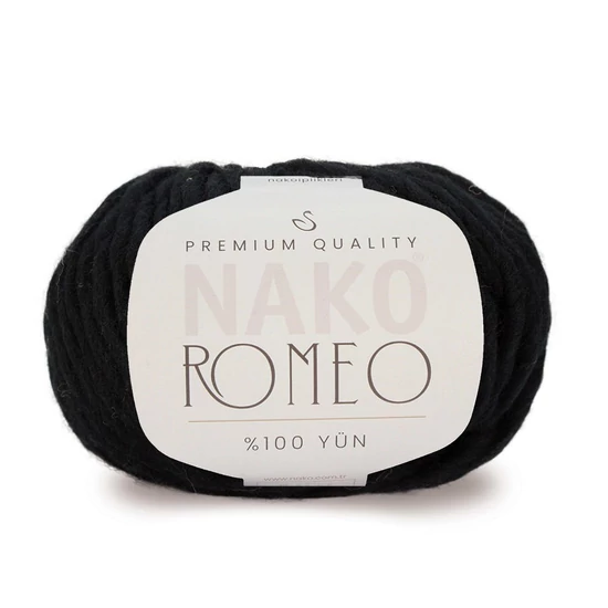 Nako Romeo 100% gyapjú chunky fonal – 217 – Fekete
