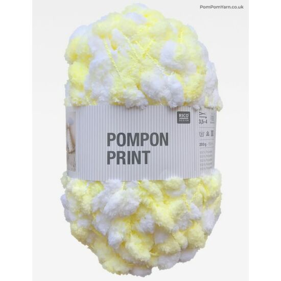 Rico Pompom print - fehér-citrom