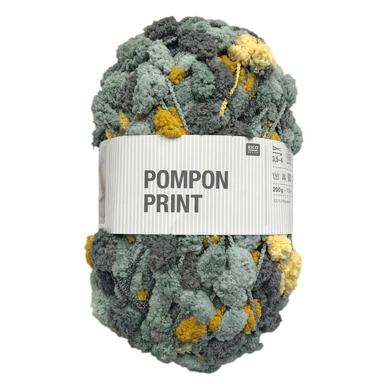 Rico Pompom print - mustár-petrol