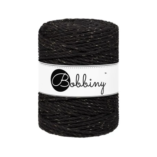 Bobbiny 3 Ply Makramé fonal 5 mm - GOLDEN BLACK