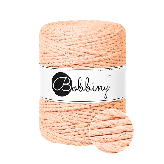 Bobbiny 3 Ply Makramé fonal 5 mm - UNICOLOR PEACH FUZZ