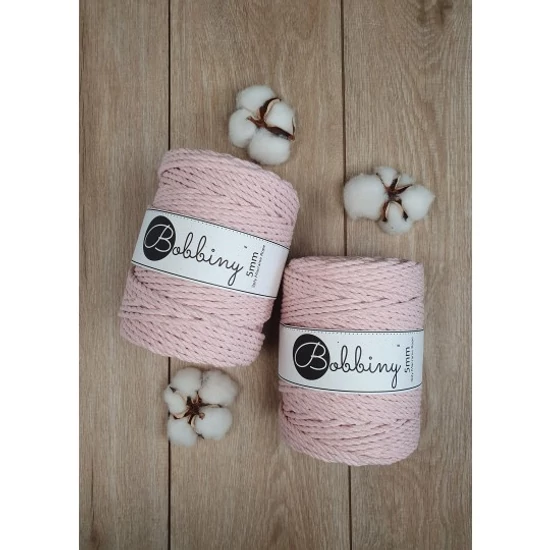 Bobbiny 3 Ply Makramé fonal 5 mm - Glossy Pastel PInk