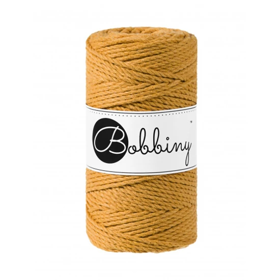 Bobbiny 3 Ply Makramé fonal 3 mm - MUSTÁR