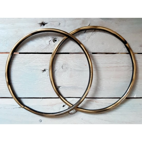 Fém táskafül kerek 14 cm párban- füstös bronz