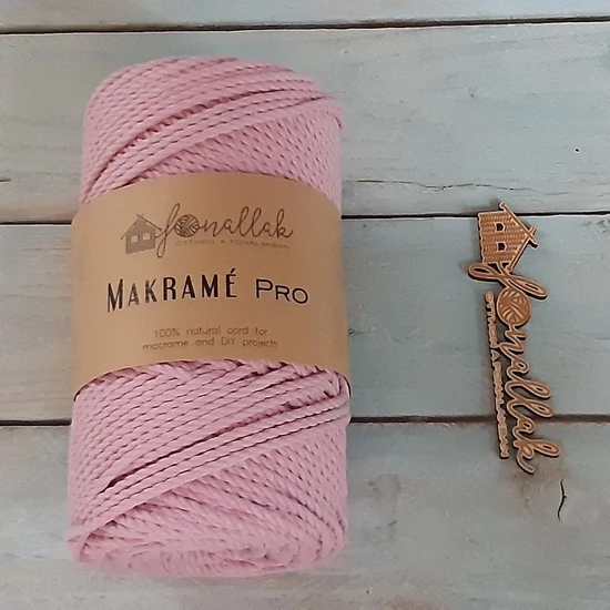 Macrame Pro makraméfonal - 3 mm 3 ply 140 m  - dusty pink