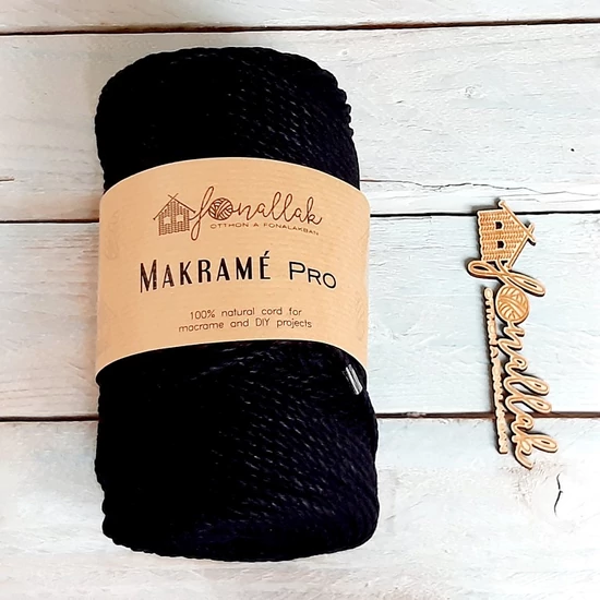 Macrame Pro makraméfonal - 3 mm 3 ply 140 m  - fekete