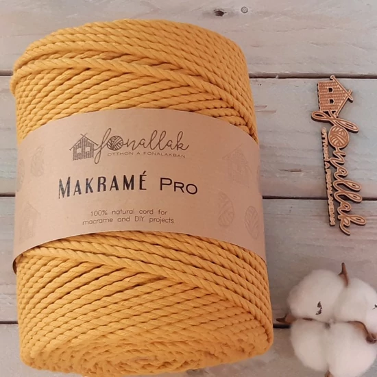 Macrame Pro makraméfonal - 4 mm 3 ply 175 m - mustár
