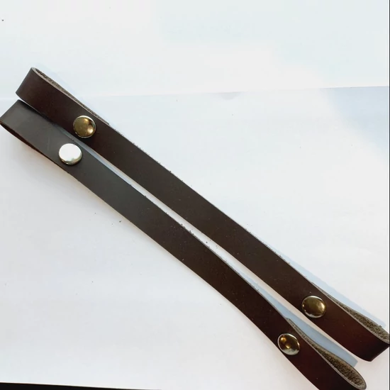 Bőr táskapánt patentos 30 cm - Sötétbarna