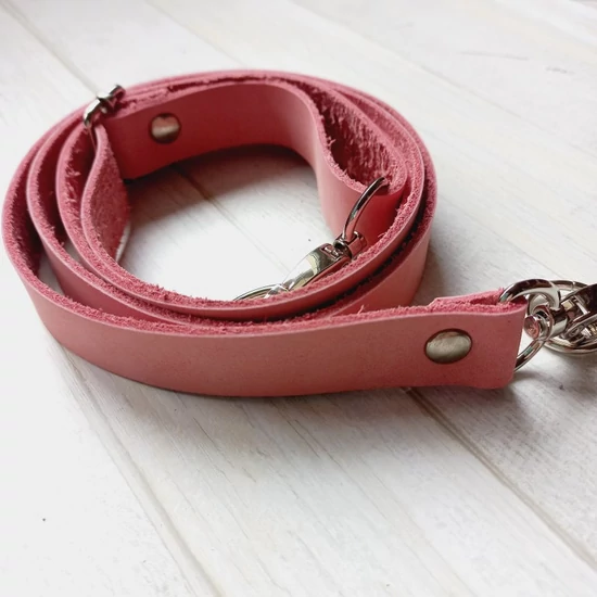 Bőr táskapánt cross body 120 cm - lazacrózsaszín