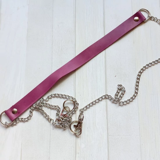 Bőr táskapánt cross body láncos 120 cm - szilva