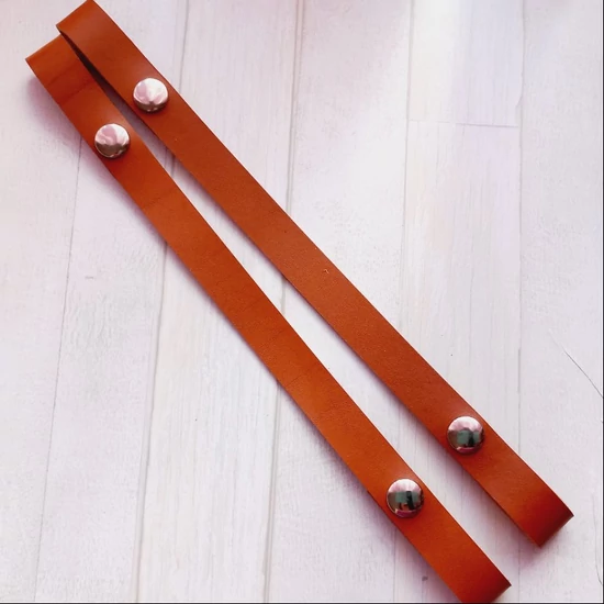Bőr táskapánt patentos 30 cm - őzbarna