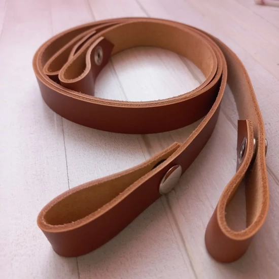 Bőr táskapánt patentos 70 cm - őzbarna