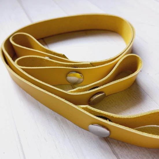 Bőr táskapánt patentos 50 cm - sárga