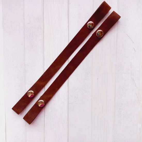 Bőr táskapánt patentos 30 cm - sötétbarna country