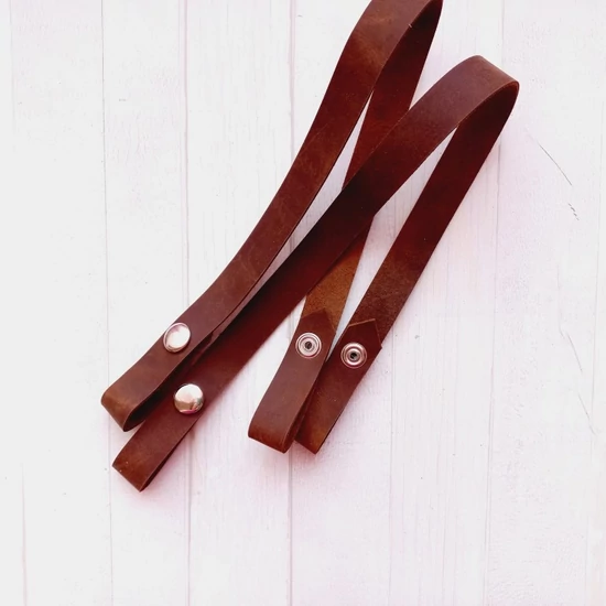Bőr táskapánt patentos 50 cm - sötétbarna country