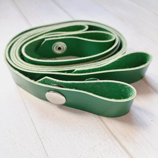 Bőr táskapánt patentos 70 cm - zöld