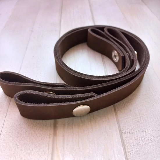 Bőr táskapánt patentos 70 cm - étcsokoládé