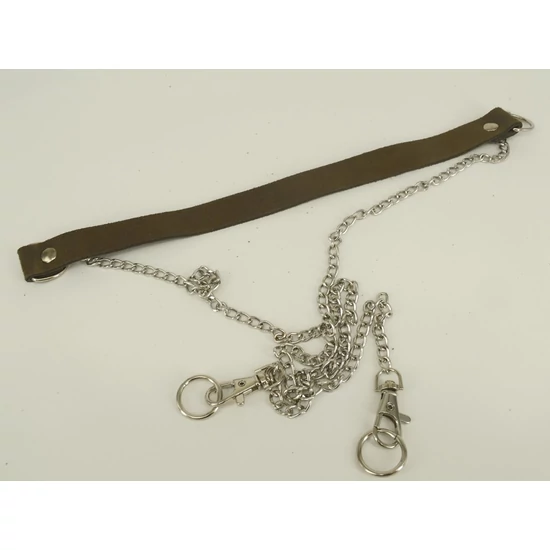 Bőr táskapánt cross body láncos 120 cm - taupe