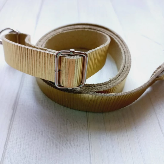 Bőr táskapánt cross body 120 cm - arany