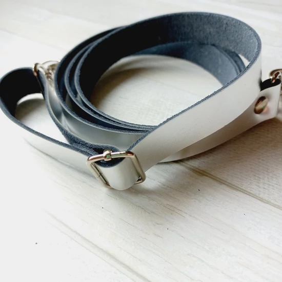 Bőr táskapánt cross body 120 cm - ezüst