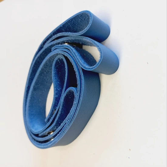 Bőr táskapánt patentos 50 cm - nefelejcskék