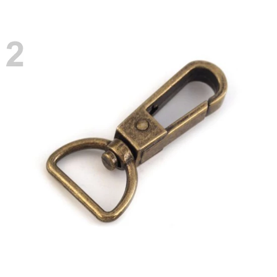 Fém karabiner bújtatóval, 20 mm - ósárgaréz