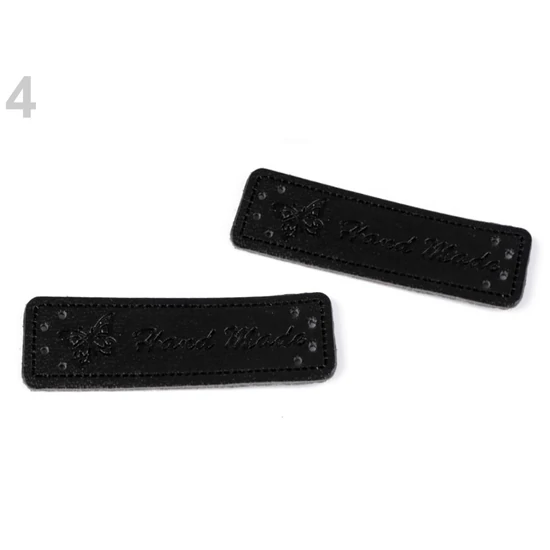 Műbőr cimke HANDMADE 15x50 mm - fekete