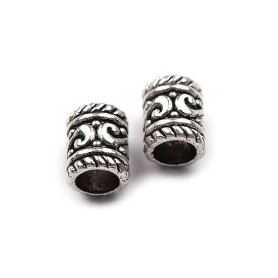 Fém gyöngy, zsinór végződés 6x9 mm platina