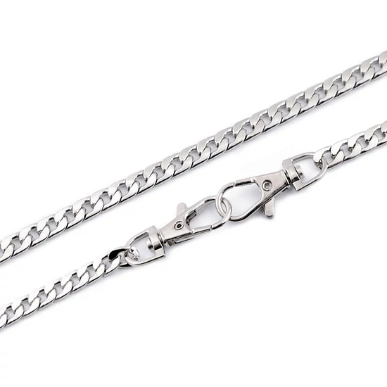 Lapos táskalánc karabínerrel - 120 cm - nikkel