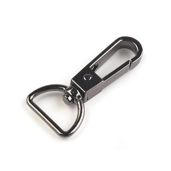 Fém karabiner bújtatóval, 20 mm - fekete nikkel