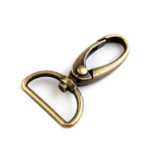 Fém karabiner bújtatóval 25 mm ósárgaréz