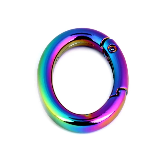 Ovális karabiner szivárványos - 28x39 mm