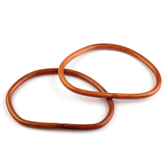 Bambusz táskafül ovális - 14x17,5 cm - antik tölgy