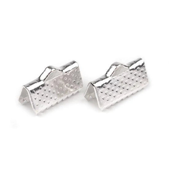 Zsinórvégződés 12 mm lapos - ezüst 10 db