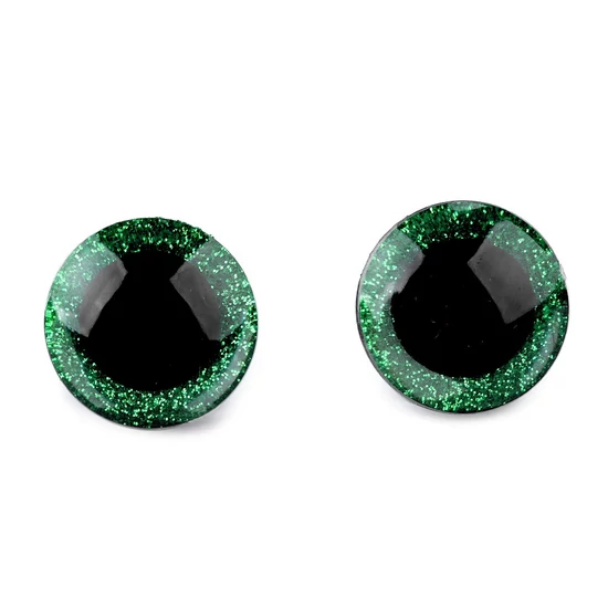 Biztonsági szem gliterrel 25 mm - zöld